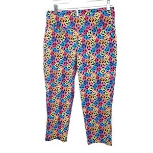 Lulu-B Peace Sign Print Crop Pants‎ Women's Size 8 Multi-Color